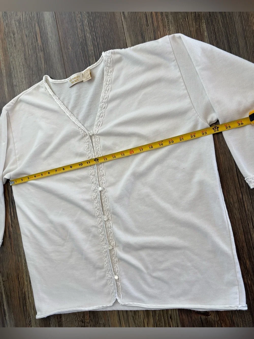 Vtg 90s Gold Label Victorias Secret Button-Front Cardigan Womens Sm White Lace